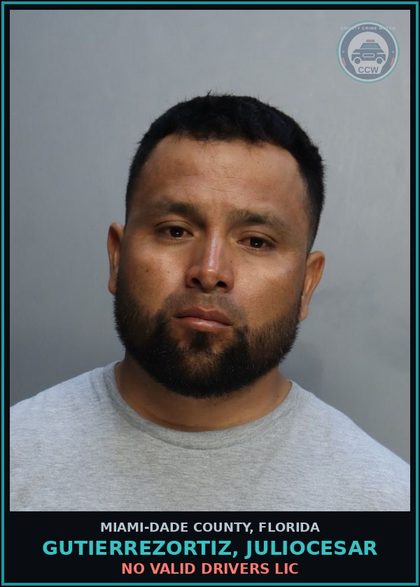 CCW arrest card for GUTIERREZORTIZ, JULIOCESAR in Miami-Dade County: NO VALID DRIVERS LIC