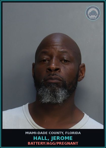 CCW arrest card for HALL, JEROME in Miami-Dade County: BATTERY/AGG/PREGNANT