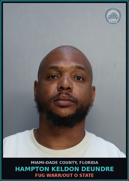 CCW arrest card for HAMPTON KELDON  DEUNDRE in Miami-Dade County: FUG WARR/OUT O STATE