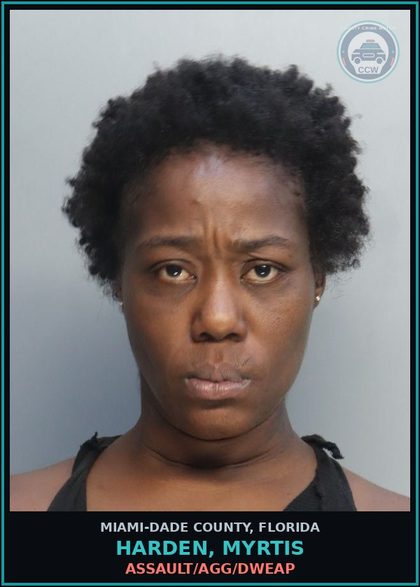 CCW arrest card for HARDEN, MYRTIS in Miami-Dade County: ASSAULT/AGG/DWEAP