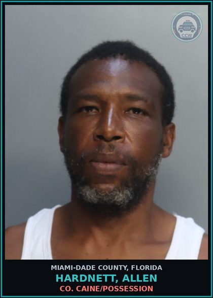 CCW arrest card for HARDNETT, ALLEN in Miami-Dade County: COCAINE/POSSESSION