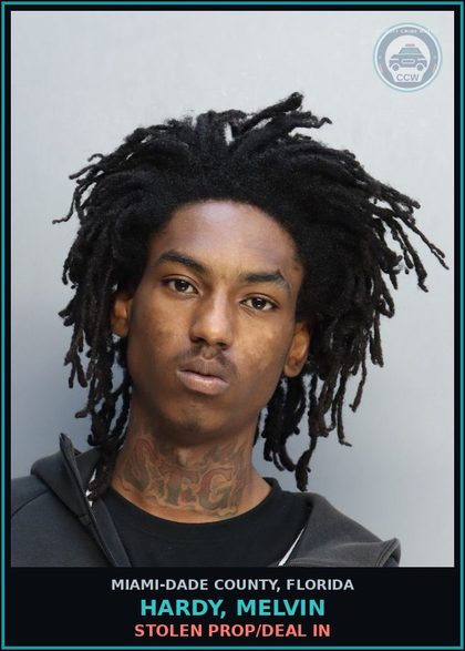 CCW arrest card for HARDY, MELVIN in Miami-Dade County: STOLEN PROP/DEAL IN