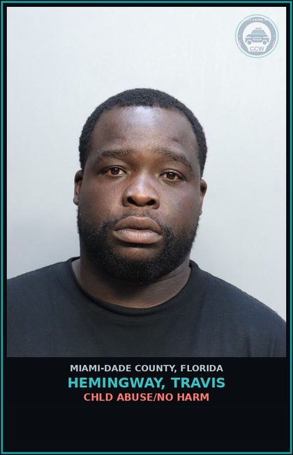 CCW arrest card for HEMINGWAY, TRAVIS in Miami-Dade County: BATT/DOM/STRANGLE