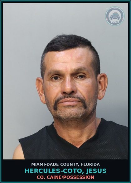 CCW arrest card for HERCULES-COTO, JESUS in Miami-Dade County: COCAINE/POSSESSION