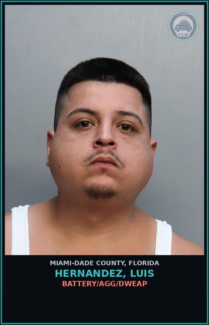 CCW arrest card for HERNANDEZ, LUIS in Miami-Dade County: BATTERY/AGG/DWEAP