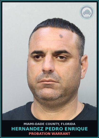 CCW arrest card for HERNANDEZ PEDRO  ENRIQUE in Miami-Dade County: PROBATION WARRANT