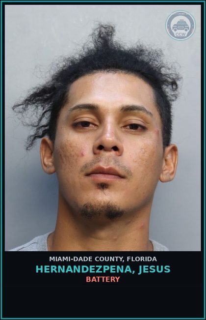 CCW arrest card for HERNANDEZPENA, JESUS in Miami-Dade County: RBRY/STRNGARM/101/19