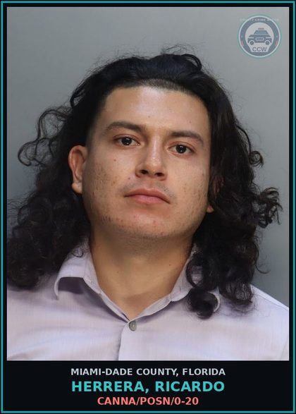 CCW arrest card for HERRERA, RICARDO in Miami-Dade County: Canna/POSN/0-20