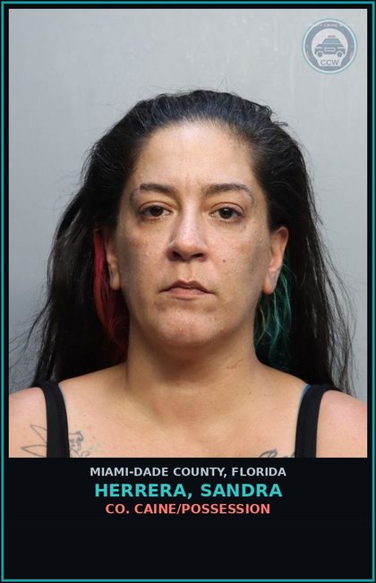 CCW arrest card for HERRERA, SANDRA in Miami-Dade County: COCAINE/POSSESSION