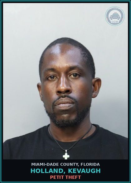 CCW arrest card for HOLLAND, KEVAUGH in Miami-Dade County: PETIT THEFT
