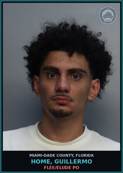 CCW arrest card for HOME, GUILLERMO in Miami-Dade County: FLEE/ELUDE PO