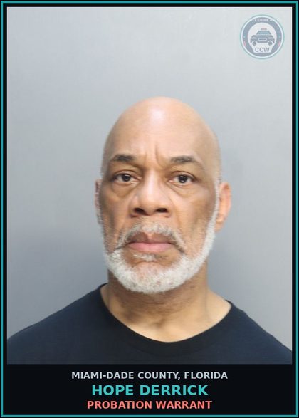 CCW arrest card for HOPE DERRICK in Miami-Dade County: PROBATION WARRANT