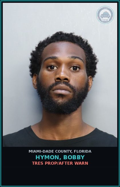 CCW arrest card for HYMON, BOBBY in Miami-Dade County: TRES PROP/AFTER WARN