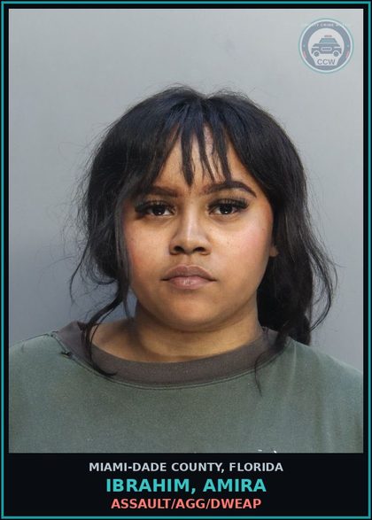 CCW arrest card for IBRAHIM, AMIRA in Miami-Dade County: ASSAULT/AGG/DWEAP