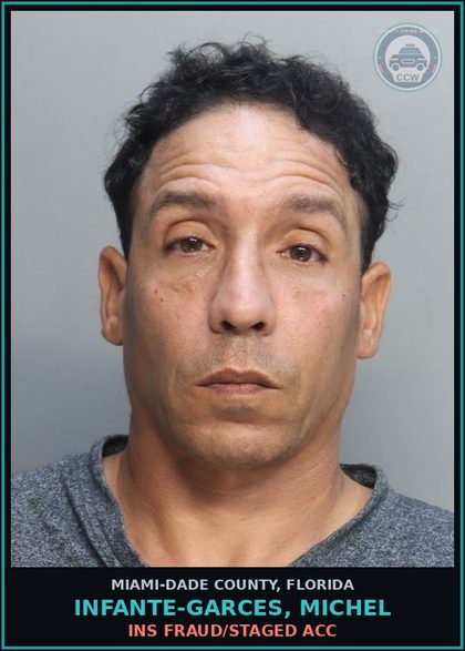 CCW arrest card for INFANTE-GARCES, MICHEL in Miami-Dade County: INS FRAUD/STAGED ACC