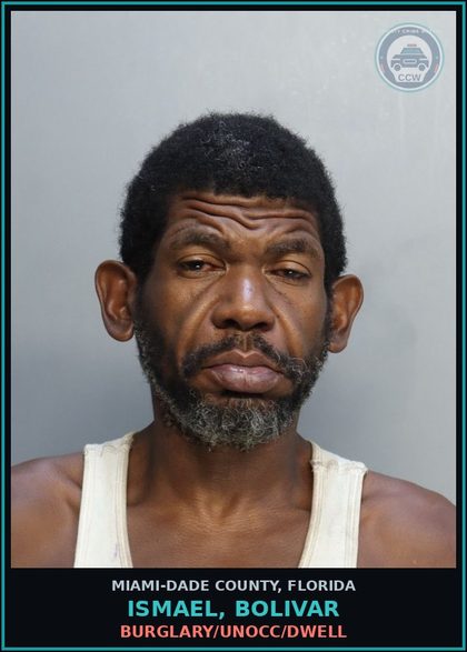CCW arrest card for ISMAEL, BOLIVAR in Miami-Dade County: COCAINE/POSS/CH/STR