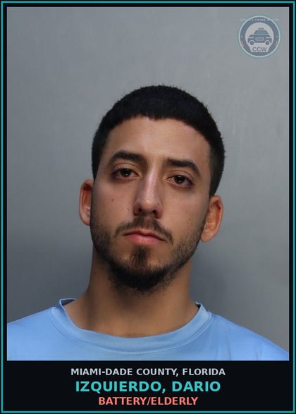 CCW arrest card for IZQUIERDO, DARIO in Miami-Dade County: BATTERY/ELDERLY
