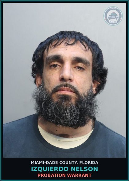 CCW arrest card for IZQUIERDO NELSON in Miami-Dade County: PROBATION WARRANT