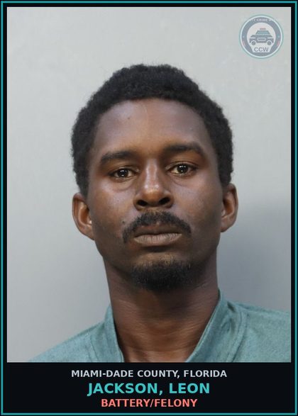 CCW arrest card for JACKSON, LEON in Miami-Dade County: BATTERY/FELONY