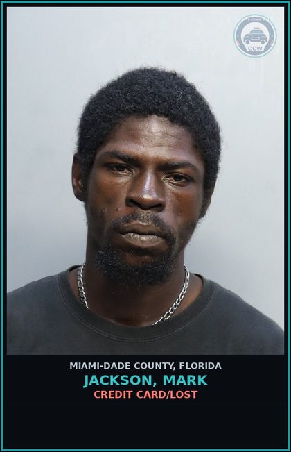 CCW arrest card for JACKSON, MARK in Miami-Dade County: CREDIT CARD/LOST