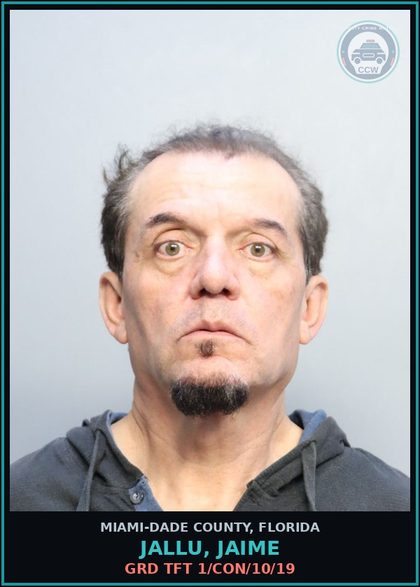 CCW arrest card for JALLU, JAIME in Miami-Dade County: GRD TFT 1/CON/10/19