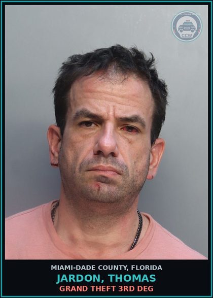 CCW arrest card for JARDON, THOMAS in Miami-Dade County: CONT SUBS/POSS