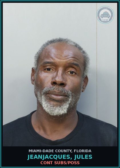CCW arrest card for JEANJACQUES, JULES in Miami-Dade County: CONT SUBS/POSS