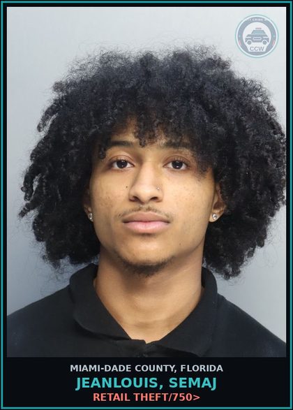 CCW arrest card for JEANLOUIS, SEMAJ in Miami-Dade County: RETAIL THEFT/750>