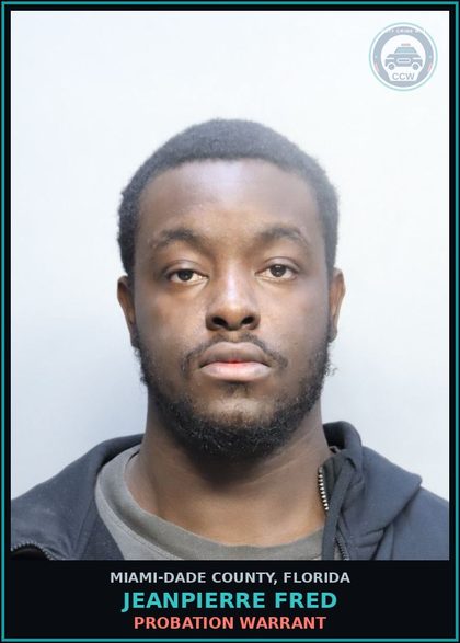 CCW arrest card for JEANPIERRE FRED in Miami-Dade County: PROBATION WARRANT