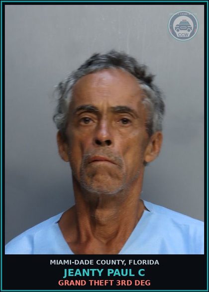 CCW arrest card for JEANTY PAUL  C in Miami-Dade County: GRAND THEFT 3RD DEG