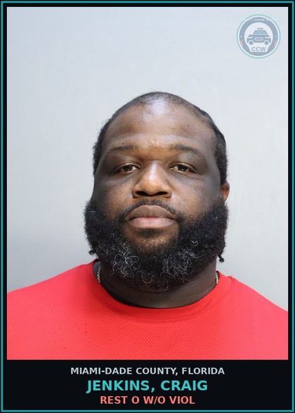 CCW arrest card for JENKINS, CRAIG in Miami-Dade County: REST O W/O VIOL