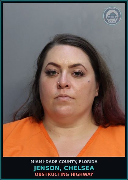 CCW arrest card for JENSON, CHELSEA in Miami-Dade County: OBSTRUCTING HIGHWAY