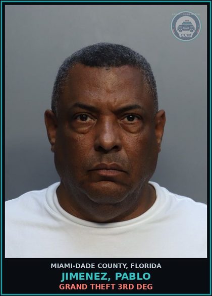 CCW arrest card for JIMENEZ, PABLO in Miami-Dade County: GRAND THEFT 3RD DEG
