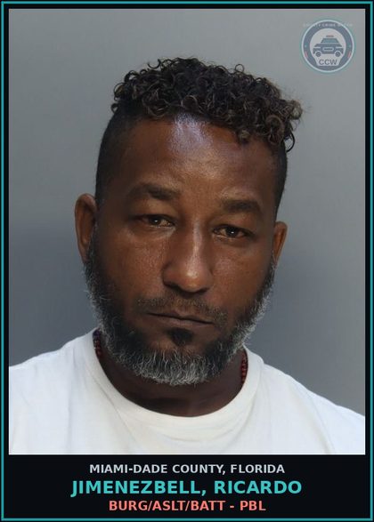 CCW arrest card for JIMENEZBELL, RICARDO in Miami-Dade County: BURG/ASLT/BATT - PBL