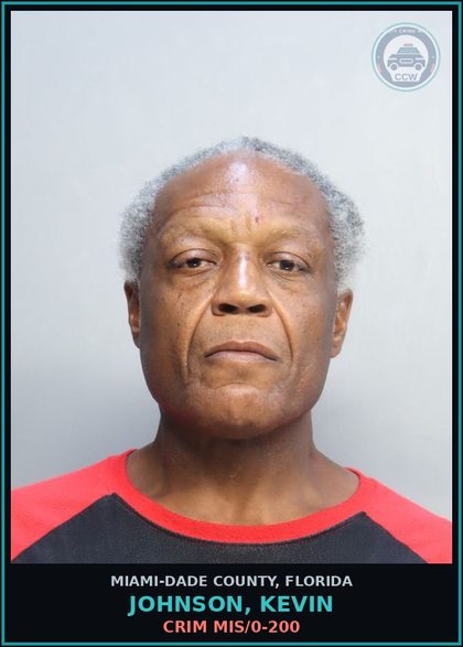 CCW arrest card for JOHNSON, KEVIN in Miami-Dade County: CRIM MIS/0-200