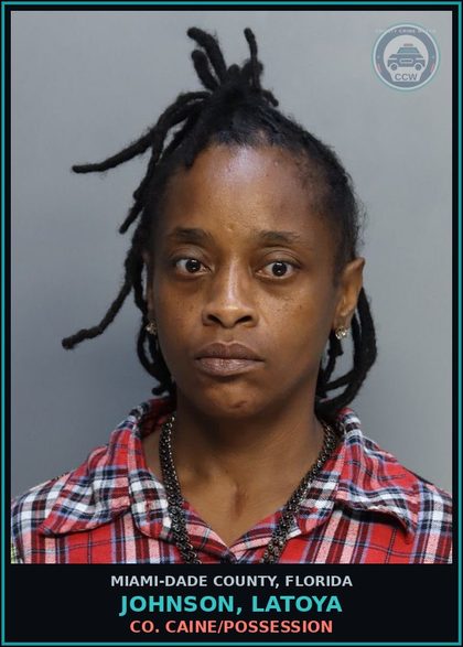 CCW arrest card for JOHNSON, LATOYA in Miami-Dade County: COCAINE/POSSESSION