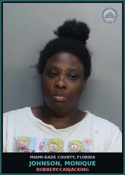 CCW arrest card for JOHNSON, MONIQUE in Miami-Dade County: ROBBERY/CARJACKING