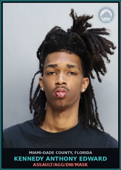 CCW arrest card for KENNEDY ANTHONY  EDWARD in Miami-Dade County: RBRY/HM INV/FA - PBL