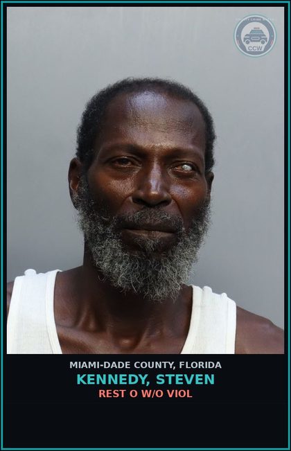 CCW arrest card for KENNEDY, STEVEN in Miami-Dade County: REST O W/O VIOL