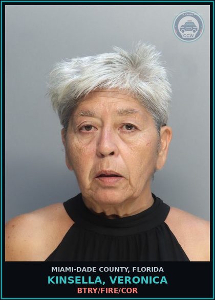 CCW arrest card for KINSELLA, VERONICA in Miami-Dade County: BTRY/FIRE/COR