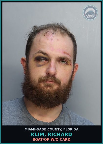 CCW arrest card for KLIM, RICHARD in Miami-Dade County: BOAT/OP W/O CARD