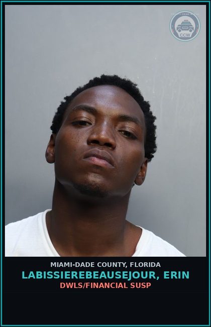 CCW arrest card for LABISSIEREBEAUSEJOUR, ERIN in Miami-Dade County: DWLS/FINANCIAL SUSP