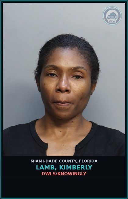 CCW arrest card for LAMB, KIMBERLY in Miami-Dade County: DWLS/KNOWINGLY
