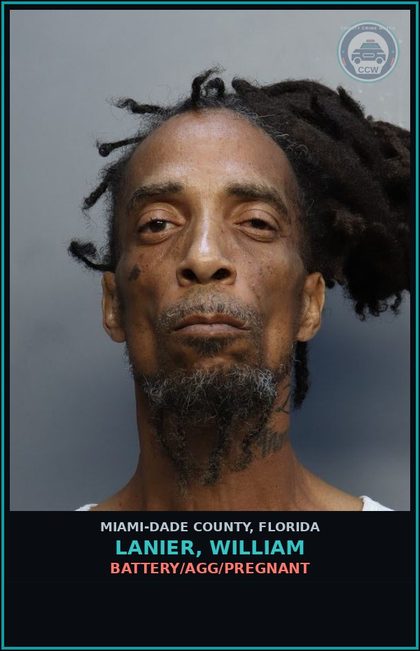 CCW arrest card for LANIER, WILLIAM in Miami-Dade County: BATTERY/AGG/PREGNANT