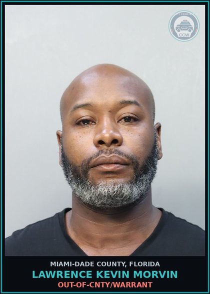 CCW arrest card for LAWRENCE KEVIN  MORVIN in Miami-Dade County: OUT-OF-CNTY/WARRANT