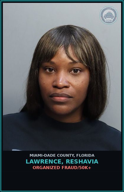 CCW arrest card for LAWRENCE, RESHAVIA in Miami-Dade County: GRAND THT 2D-20-100K