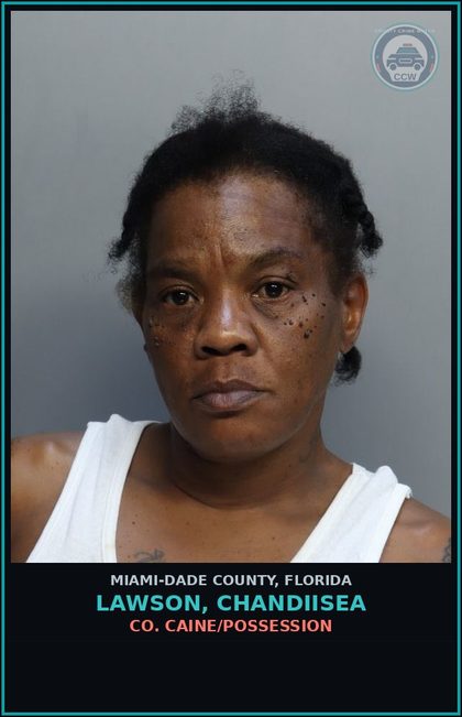 CCW arrest card for LAWSON, CHANDIISEA in Miami-Dade County: COCAINE/POSSESSION