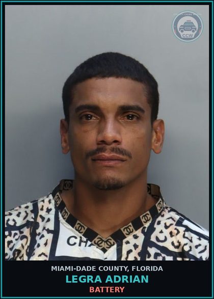 CCW arrest card for LEGRA ADRIAN in Miami-Dade County: BATTERY