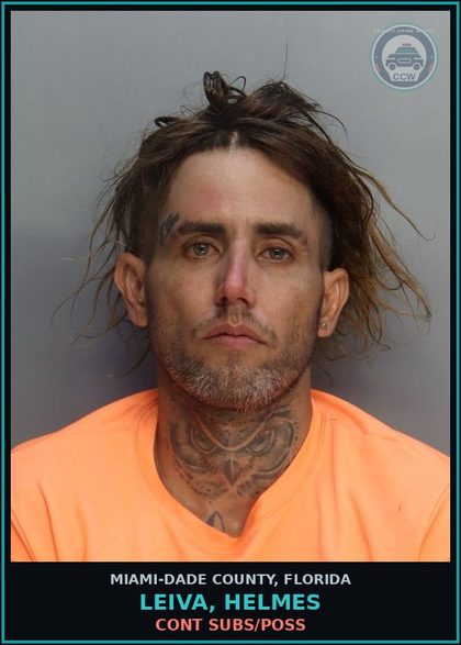 CCW arrest card for LEIVA, HELMES in Miami-Dade County: CONT SUBS/POSS