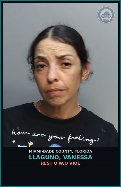 CCW arrest card for LLAGUNO, VANESSA in Miami-Dade County: REST O W/O VIOL